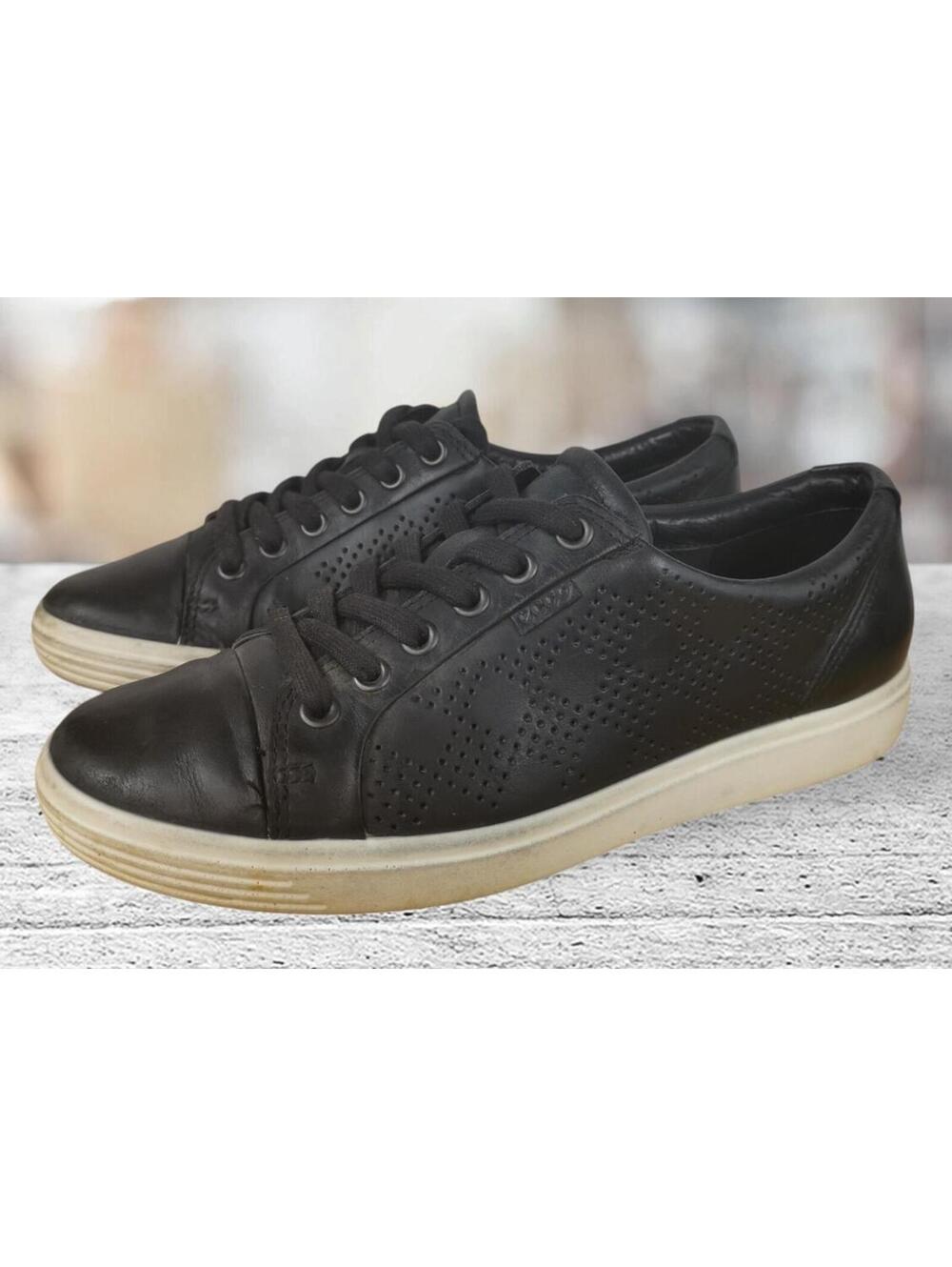 Ecco Womens Size 7 Leather Soft 7 Danish Design Black Sneaker Shoes EU 38
